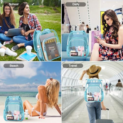 HEEYA Clear Backpack Heavy Duty Transparent Backpack for Security, Sports, Work, Travel, Stadium - color: Blue