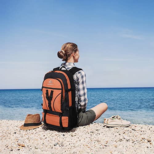40L/50L Expandable Hiking Backpack for Men and Women, Travel Camping Backpack Flight Approved - color: 40l+10l Orange