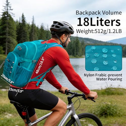KABAQOO Hydration Backpack, 18L Multipurpose Hiking Backpack with 3L Water Bladder, Water Backpack Insulated Hydration Pack Ideal for Hiking and Cycling - color: Lake Blue