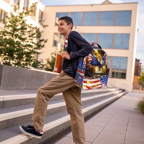 American Flag Eagle Backpack For Kids School Backpack For Boys Bookbag For Kids Children Teens Elementary Middle School Ages 6-18 Back Pack - color: American Flag Eagle