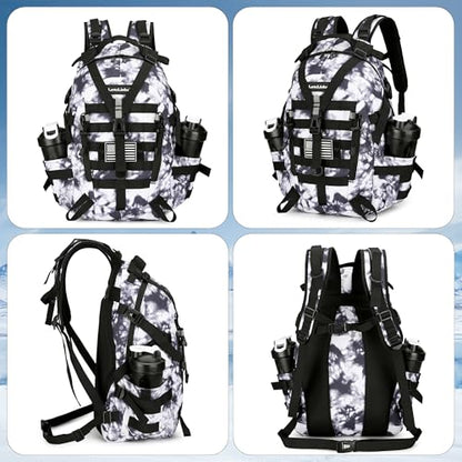 Lovelinks21 25L Tactical Backpack Hiking Daypacks Outdoor Military Molle Bag EDC Rucksack Motorcycle Backpack for Camping - color: Black&white