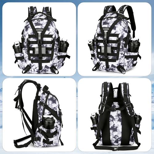 Lovelinks21 25L Tactical Backpack Hiking Daypacks Outdoor Military Molle Bag EDC Rucksack Motorcycle Backpack for Camping - color: Black&white