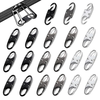Zipper Clips Anti Theft, Double Opening Small S Carabiner, Zipper Pull Replacement, for Backpack Purse Luggage Suitcase - color: Silver + Gray + Black