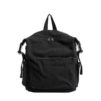 MaxxCloud Canvas Backpack-Adjustable Shoulder Straps,Unisex Mini Laptop Backpack for Work&Travel,Casual Daypack (Black) - color: Black