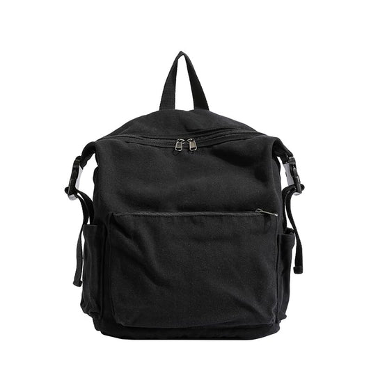 MaxxCloud Canvas Backpack-Adjustable Shoulder Straps,Unisex Mini Laptop Backpack for Work&Travel,Casual Daypack (Black) - color: Black