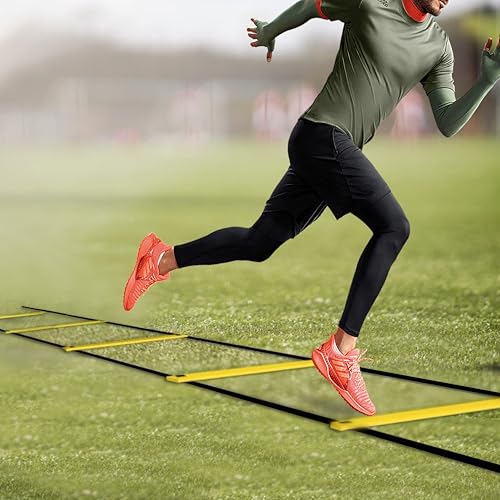 20ft Adjustable Agility Speed Ladder Training Ladder with Carry Bag - Soccer, Speed, Football Fitness Feet Training - Agility Training Equipment for Footwork Drills - color: Yellow
