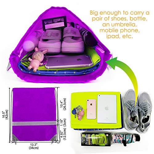 BeeGreen 20 Pieces Purple Drawstring Backpacks Bulk, Draw String Bags for Gym Sport, Reflective Cinch Blank Bag - color: Reflective Purple-s