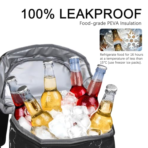Cooler Backpack Insulated Leak Proof,Small Soft Coolers Bag for Men and Women Camping,Travel,Beach,Hiking,Picnic - color: Black Marble
