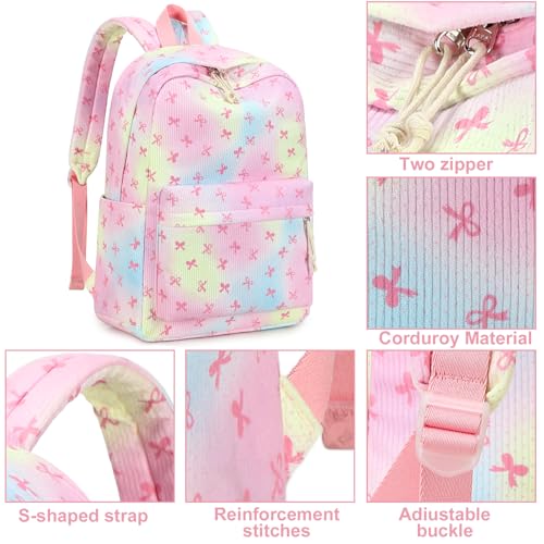 LEDAOU School Backpack for Teen Girls Elementary Middle School Bookbag Kids Backpacks Women Laptop Backpack Travel Daypack (Bow Rainbow) - color: Bow Rainbow