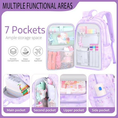 Cute Backpacks for Girls, Cute Backpack for School, Cute School Backpack for Kids Ages 6-12 - color: Purple