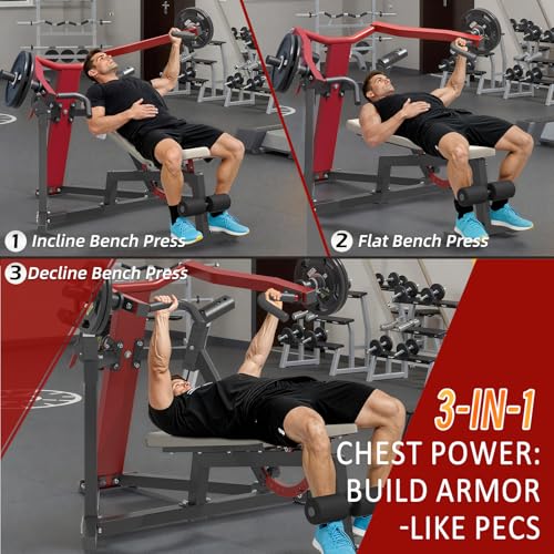 3-in-1 Adjustable Chest Press Machine, Weight Bench Press Workout Machine for Home Gym, Incline Decline Flat Bench Press, Heavy Duty Steel Frame Upper Body Workout Home Gym Equipment