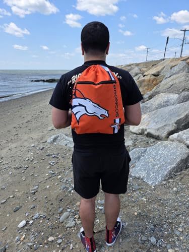 FOCO Denver Broncos NFL Drawstring Backpack with Zippered Pocket — Officially Licensed, Cordura Nylon - color: Denver Broncos