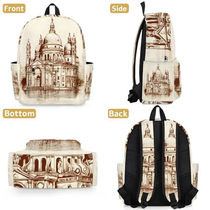 QsirBC Small Travel Backpack City Interesting Texture Casual Daypack Backpacks Lightweight Waterproof College Bookbags for Women Gift - color: City Interesting Texture