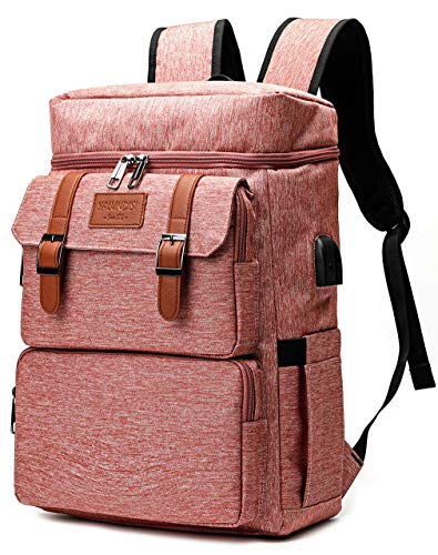 YALUNDISI Vintage Backpack for Men Women Laptop Backpack Bookbags College Backpack Pink 16 inch - color: Pink