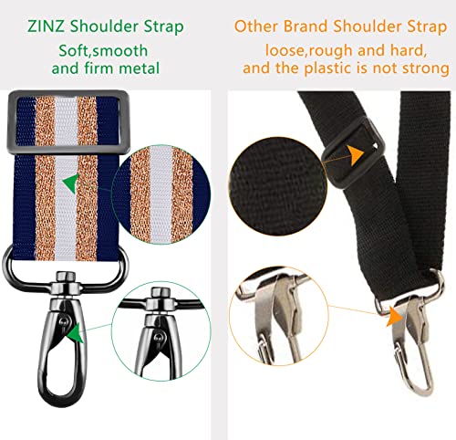 ZINZ 79 inch Shoulder Strap, Extra-thick Fixed Cushion Pad and Dual Clasps Universal Replacement Strap with Metal Swivel Hooks for Laptop Bags, Luggage Bags, Camera, Crossbody (200cm,Blue Gold) - color: Blue Gold