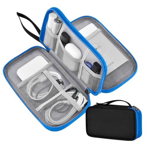ZINZ Electronic Accessories Organizer, Travel Cable Carry Pouch Storage Bag for Laptop Attachment Cable, Cord, Charger, Earphone etc,Black-Blue - color: Black-Blue