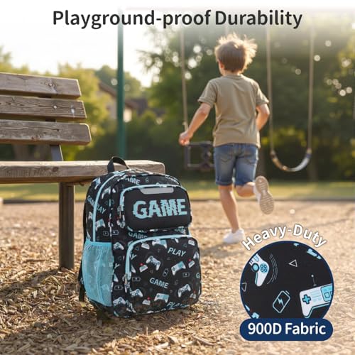 Kids Backpack for Boys - 17 Inch Insulated School Bag Ages 8-10 | Elementary Backpack for Grades 3-5, Fits Binder Laptop, Insulated Pocket, Reflective Strips, S-Curve Straps, Black Game - color: Black Game