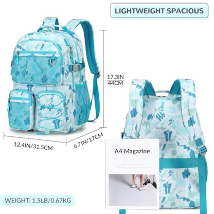 Lohol Multi-Pocket Backpack for School College Travel, Heavy Duty Big Bookbag with 15.6 inch Laptop Compartment (Green Graffiti - color: Green Graffiti