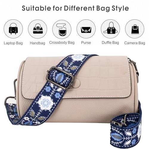 Replacement Purse Strap Shoulder Strap Adjustable Crossbody Strap for Women Crossbody Wide Shoulder Bag - color: Blue Snowflake-gold Metal