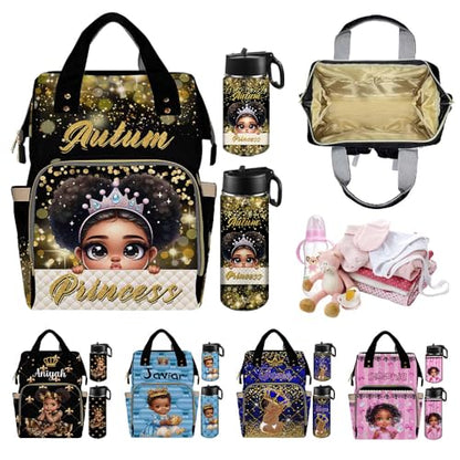 Custom Diaper Bag with Name,Personalized Diaper Bag Backpack &Insulated Water Bottle Mother Gift,Custom Monogram Baby Travel Bag Nursing Diaper Mommy Backpack with Adjustable Shoulder Straps Nappy Bag - color: Design 17