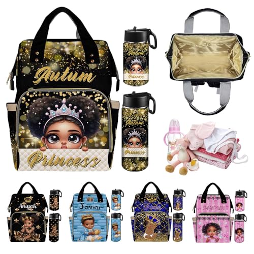 Custom Diaper Bag with Name,Personalized Diaper Bag Backpack &Insulated Water Bottle Mother Gift,Custom Monogram Baby Travel Bag Nursing Diaper Mommy Backpack with Adjustable Shoulder Straps Nappy Bag - color: Design 17