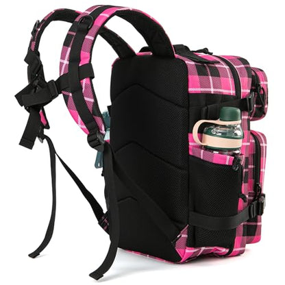 QT&QY 25L/45L Military Tactical Backpack For Men Molle Daypack 3 Day Bug Out Bag Hiking Rucksack With Bottle Holder - color: 25l Rose Plaid