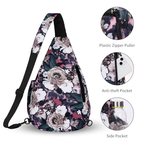 HUA ANGEL Crossbody Sling Bag for Men & Women Lightweight Waterproof Chest Shoulder Bag for Travel Hiking & Everyday Use - color: W-dried Rose