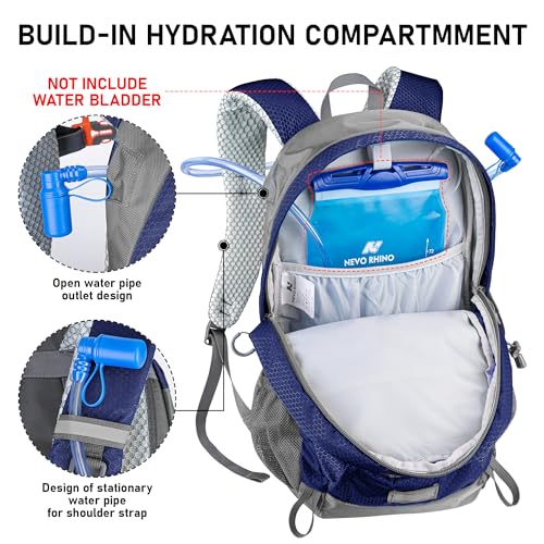 N NEVO RHINO Hiking Backpack 20L Water Resistant Outdoor Day Pack,Lightweight Travel Small Backpack for Men Women - color: Royalblue