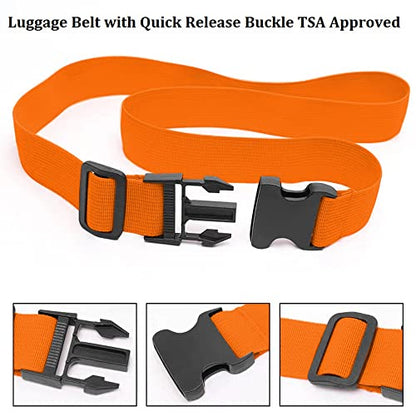 2 Pack Suitcase Straps, Bright Color Adjustable Luggage Belts, TSA Approved (Orange) - color: Orange