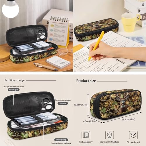 Talayituse Deer Hunting Camo Print Kids Backpack Set for Teens Boys 17.7 Inch 6 in 1 School Bookbag Knapsack with Lunch Bag Pencil Case Water Bottle Sleeve for Hiking Travel Daypack - color: Deer Hunting Camo