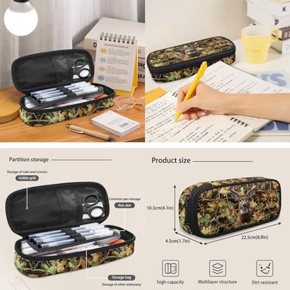 Talayituse Deer Hunting Camo Print Kids Backpack Set for Teens Boys 17.7 Inch 6 in 1 School Bookbag Knapsack with Lunch Bag Pencil Case Water Bottle Sleeve for Hiking Travel Daypack - color: Deer Hunting Camo