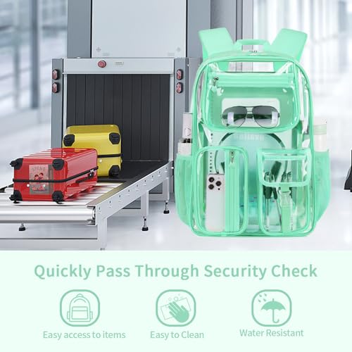 Cusangel Heavy Duty Clear Backpack,16.5 x12 x5inch TPU Large Capacity See Through Backpack for Sport Events,Travel (Green) - color: Green