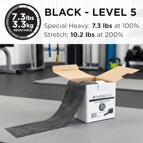 THERABAND Resistance Band, Black, Special Heavy, 50-Yard Roll, Latex, Elastic Band for Exercise, Physical Therapy, Yoga, Pilates, Stretching, Home Workouts, Cut-to-Length, Color-Coded Levels - color: Black | Special Heavy