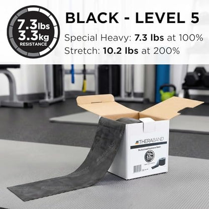 THERABAND Resistance Band, Black, Special Heavy, 50-Yard Roll, Latex, Elastic Band for Exercise, Physical Therapy, Yoga, Pilates, Stretching, Home Workouts, Cut-to-Length, Color-Coded Levels - color: Black | Special Heavy