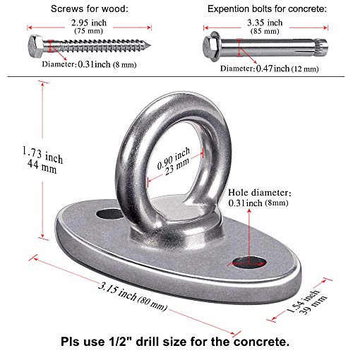 SELEWARE Ceiling Mount Cast Stainless Steel Swing Hanger Wall Anchor Hanging Yoga Swing Hammock Chair Suspension Straps Heavy Bag and More - color: Ceiling Mount (1 Pack)