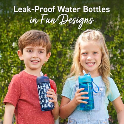 Bentgo Kids Water Bottle 2-Pack - Leak-Proof Durable Tritan BPA-Free 15 oz Cup for Kids/Toddlers Ages 3+; Bite & Sip Spout + Dishwasher Safe for School/Sports/Daycare/Camp (Rocket/Shark) - color: Rocket & Shark