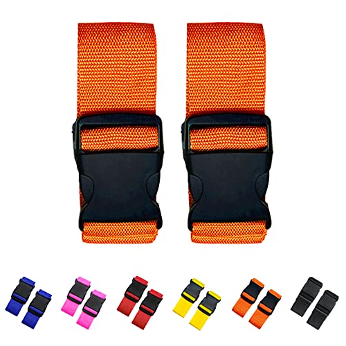 2 Pack Suitcase Straps, Bright Color Adjustable Luggage Belts, TSA Approved (Orange) - color: Orange