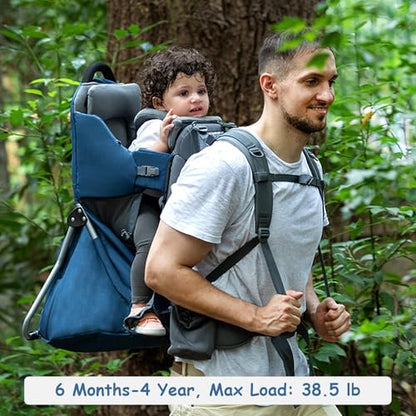 WIPHA Hiking Baby Carrier Backpack, Lightweight Child Carrier, Breathable Mesh Toddler Carrier for Outdoor Adventures, Ergonomic Design, Perfect for Travel, Hiking & Daily Use - color: CREEPER III-NAVY BLUE
