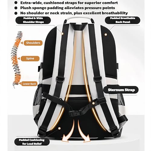 Durable Lightweight Waterproof Backpack, Travel Backpack, College School Backpack for Men and Women, Includes a Fashion Keychain, Grey | PM2275