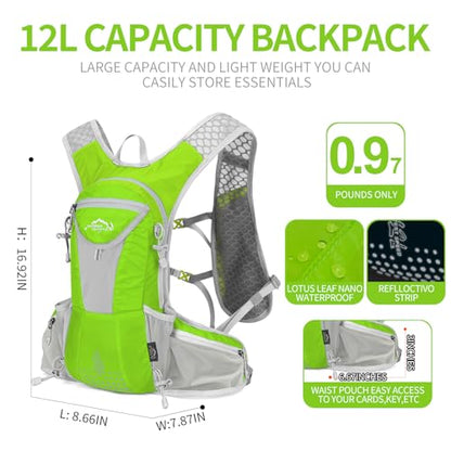 IX INOXTO Hydration Pack Backpack, Lightweight Water Backpack with 2L Hydration Bladder Daypack for Men Women,Running Hydration Vest for Trail Running Hiking Cycling Race Climbing - color: Fruit green