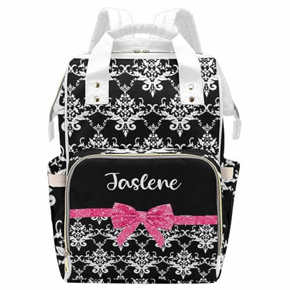 Newcos Abstract Damask and Pink Glitter Diaper Bag Nursing Baby Bags Nappy Bag Casual Travel Daypack for Mom Gifts Design 35 One Size - color: Design 35