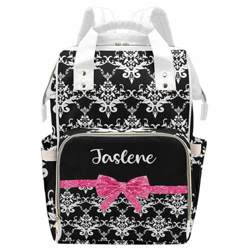 Newcos Abstract Damask and Pink Glitter Diaper Bag Nursing Baby Bags Nappy Bag Casual Travel Daypack for Mom Gifts Design 35 One Size - color: Design 35