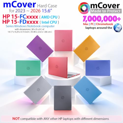 mCover Case Compatible ONLY for 2023-2024 15.6-inch HP Laptop 15-FCxxxx / 15-FDxxxx Series Windows Notebook PC (NOT Fitting Any Other HP Laptop Models) - Purple - color: Purple