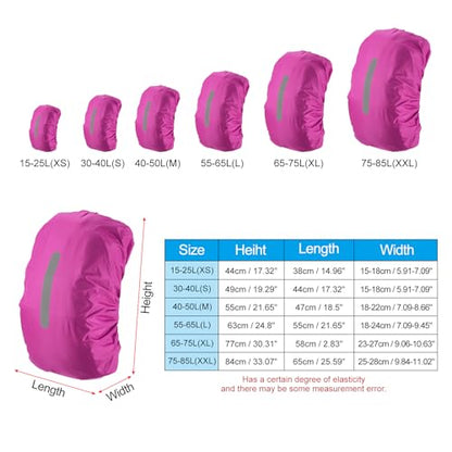 PATIKIL Waterproof Backpack Rain Cover, Non-Slip Backpack Cover with Vertical Reflective Strap Stay Dry for Hiking, Camping, Hunting - color: Rose Red, size: XX-Large