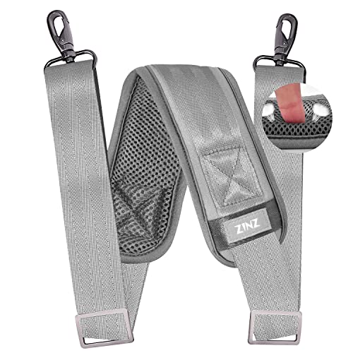 ZINZ 79 inch Shoulder Strap, Extra-thick Fixed Cushion Pad and Dual Clasps Universal Replacement Strap with Metal Swivel Hooks for Laptop Bags, Luggage Bags, Camera, Crossbody (200cm,Gray) - color: Grey
