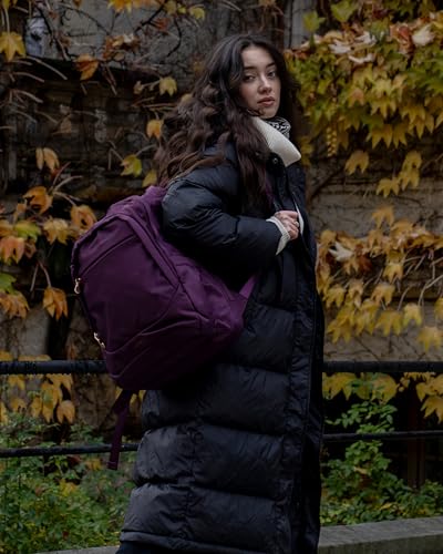 LIGHT FLIGHT Travel Backpack for Women, 15.6 Inch, Purple | Laptop Backpack, USB Charging Hole, Water Resistant, Large Capacity, College Bookbag - color: Purple, size: 15.6 Inch without Wheels