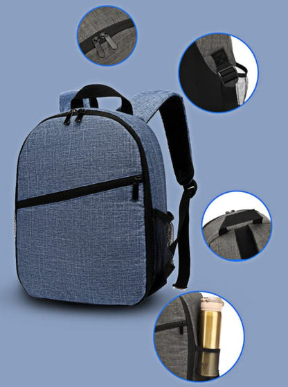 Camera Backpack Waterproof Camera Bag Large Capacity Camera Case For Men Women (Blue) - color: Blue