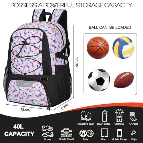 Goloni 40L Basketball Bag,Large Basketball Backpack with Ball Compartment & Shoe Compartment,Backpack for Soccer,Volleyball - color: Fireworks Display