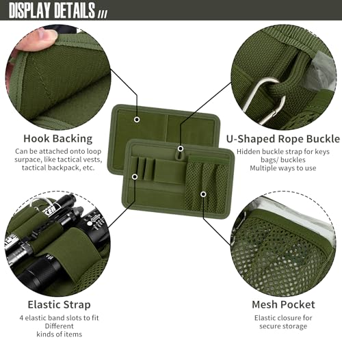bvya Tactical Bag Insert Modular Panel Organizer Utility Admin Pouch Hook Fasteners for Gadgets - color: Green