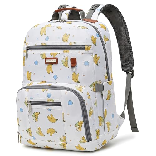 Diaper Bag Backpack, Large Baby Nappy Bags with Portable Changing Pad for Boys and GirlsMultifunction Travel Baby Bag for Moms Dads, Shower Gifts Waterproof and Stylish - color: Banana Party Beige